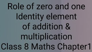 Role of zero and one  Identity element of addition amp multiplication Class 8 Maths Chapter 1 [upl. by Perloff401]