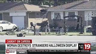 Ohio woman destroys 1000 worth of strangers Halloween decorations [upl. by Fong]