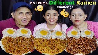 NO THUMB DIFFERENT RAMEN NOODLES EATING CHALLENGE BudaBudiVlogs [upl. by Aneetsirhc653]