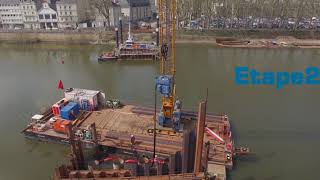 ANGERS PVE 25M with Air pile hammer 5200C on tubes and sheetpiles [upl. by Nagar]