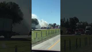 Semi trailer fire near Clarks Grove [upl. by Suehtomit]