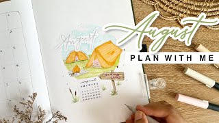 August 2024 PLAN WITH ME  monthly bullet journal setup  easy summer camp theme 🏕️ [upl. by Sturrock]