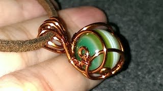 How to make wire jewelry  Wire wrapped spherical stone pendants 136 [upl. by Bolling897]