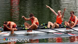 Netherlands glides to backtoback golds in mens quad sculls  Paris Olympics  NBC Sports [upl. by Dnyletak829]