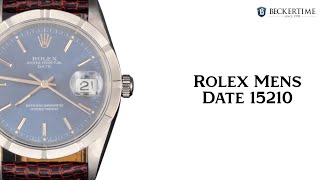 Mens Rolex Stainless Steel Date Watch Blue Dial 15210 [upl. by Enirak]