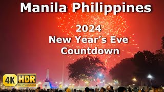 Manila New Year 2024  4K HDR  Fireworks Display amp Walking Tour  Luneta Park Philippines [upl. by Ecinerev851]