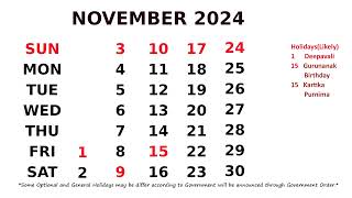 November Calendar 2024 [upl. by Margarette]