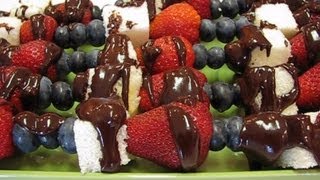 Bettys 4th of July ChocolateDrizzled Fruit Skewers [upl. by Adolphe943]