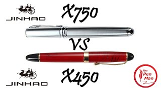 Battle of the Budget Pens Jinhao X750 vs X450 Fountain Pens [upl. by Joacima]