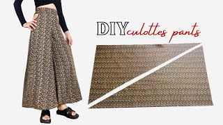 Very Easy Culottes Pants Cutting and Stitching  Palazzo Skirt Pants Tutorial with Cutout Detail [upl. by Ardnu984]