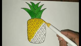 Simple pineapple drawing easy and colouring drawing art [upl. by Hcab]