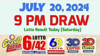 Lotto Result Today 9pm draw July 20 2024 655 642 6D Swertres Ez2 PCSOlotto [upl. by Ahsilrak]