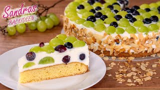 Weintraubentorte mit Mandelcreme und Mandeln  fruchtig und frisch  Winzertorte [upl. by Auqenaj]