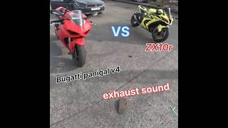 Bugatti Panigale V4 vs zx10r exhaust sound  short  trending  viral [upl. by Starobin78]