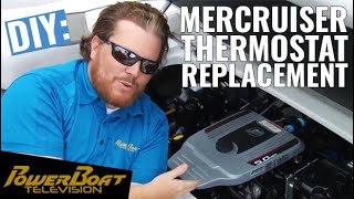 How to replace a thermostat on a 50L MerCruiser MPI  My Boat DIY [upl. by Nylimaj]