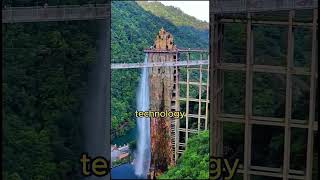 Fact Nature Meets Technology Yunmen Mountain Elevator Waterfall China facts nature travel [upl. by Enawd]