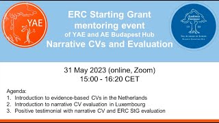 ERC Starting Grant Mentoring Event 2023  Narrative CVs and Evaluation [upl. by Ginelle32]