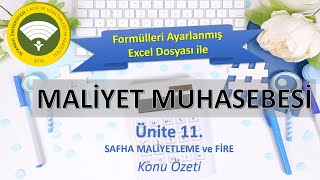 Hazır Hesaplama Exceli ile Maliyet Muhasebesi 11 Ünite Safha Maliyetleme Ve Fire Konu Özeti [upl. by Abey]