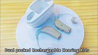 Mini BTE Rechargeable Hearing Aid Sound Amplifier with Charging Dock Earsmat G27C [upl. by Gredel851]