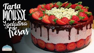 Tarta de mousse gelatina y chocolate SIN HORNO receta súper deliciosa Loli Dominguez [upl. by Anirt]