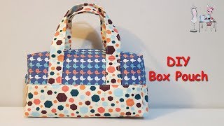 DIY BOX BAG TUTORIAL  ZIPPERED BOX BAG  DIY MAKEUP BOX BAG  BAG SEWING TUTORIAL [upl. by Hanoj257]