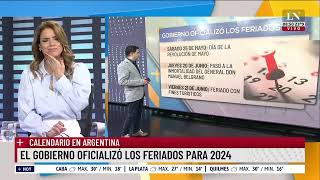 Calendario en Argentina el Gobierno oficializó los feriados para 2024 [upl. by Jaehne]