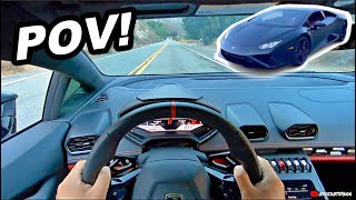 POV  Driving Lamborghini Temerario Predecessor Huracan EVO Revving Acceleration amp Downshifts [upl. by Nywg]