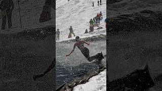 Fail Girl Pond Skims  Water Slide Challenge Grimentz 34 snowboarding switzerland suisse [upl. by Storm]