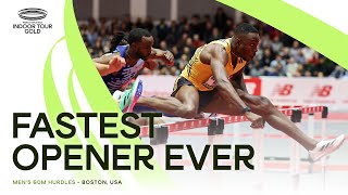 Grant Holloway storms to 735 over 60m hurdles in Boston  World Indoor Tour 2024 [upl. by Rotkiv]