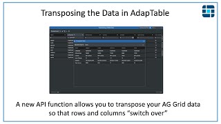 Transposing AG Grid data using AdapTable [upl. by Otrevlig824]