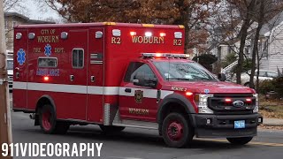 Woburn Fire Department Rescue 2 and Armstrong EMS P15 Responding [upl. by Stine]