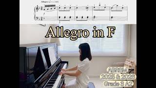 Allegro in F  ABRSM Piano Grade 3 A2 [upl. by Medor]