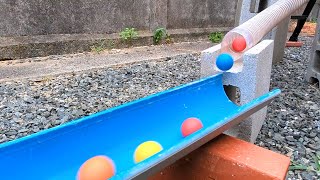 Marble Run☆Clear bellows hose amp rain gutter course Balls rolling like snakes [upl. by Bergren]