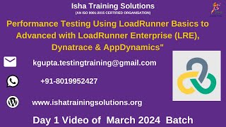 Performance Testing using LoadRunner Day 1 28th March 2024 [upl. by Atirehgram]