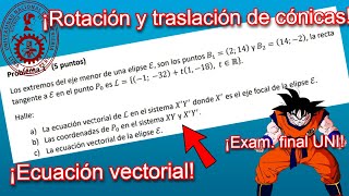 CÓNICAS ECUACIÓN VECTORIAL  ROTACIÓN  ÁLGEBRA LINEAL [upl. by Ahseik556]