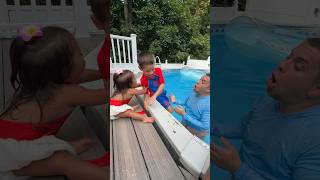 Sister pushes brother into the pool short shorts shortvideo [upl. by Turley]