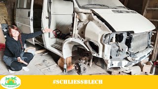 Schließblech und eigenes Reparaturblech im VW T4 Radlauf vorne rechts verschweißt  vwt4 [upl. by Kwapong]