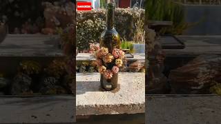 Empty Bottle into Decorated Planter planterdecor flowers garden diy [upl. by Omrellug]