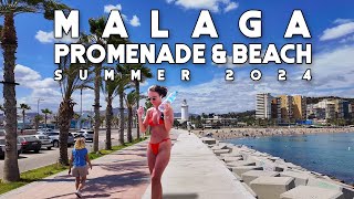 Malaga City Promenade and Beach Spain Hot Summer 2024 June Update Malagueta  Andalucía 4K [upl. by Schweitzer]