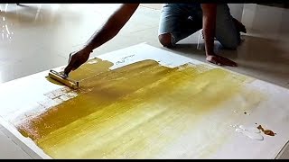 EASY  Abstract Painting Demonstration  Using Acrylics amp Rubber Brayer [upl. by Ardnod]