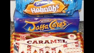 McVitie’s Jaffa Cakes Hobnobs and Tunnock’s Caramel Wafer Biscuits Review [upl. by Rainie135]