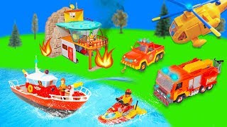 Fireman Sam all Fire Trucks Toys Unboxing Fire Station Toy Firefighter Sam Fire Engine Jupiter Truck [upl. by Illa556]