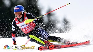 Mikaela Shiffrin ends epic season with comefrombehind World Cup slalom win  NBC Sports [upl. by Harikahs]