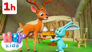 Dans sa maison un grand cerf 🦌  Chansons avec des animaux pour Enfants  HeyKids en Français [upl. by Hillegass]