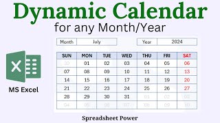 Dynamic Calendar for Any Month and Year in Excel [upl. by Penni]