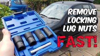 Remove Locking Lug Nuts from ANY Car or Truck  Without Keys [upl. by Alleber]