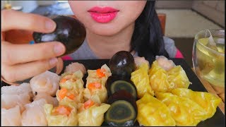 ASMR SHRIMP DUMPLINGS  CENTURY EGGS  EATING SOUNDS  NO TALKING [upl. by Adnilrem]