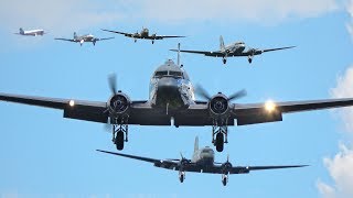 DC3 Mass Landing 20x Daks at Faßberg 70 Years Berlin Airlift [upl. by Hump319]