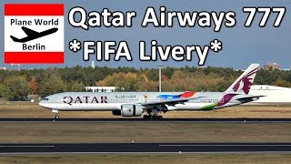 Qatar Airways FIFA World Cup Boeing 777300ER landing in BerlinTegel [upl. by Kinney]