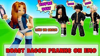 🍀TEXT TO SPEECH 💰 Roast Bacon Pranks on Emo in Roblox [upl. by Obeded]